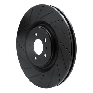 Ford Mustang Brake Rotor (1) - Front Left - R1 Concepts - Drilled & Slotted - Black - `13-`14